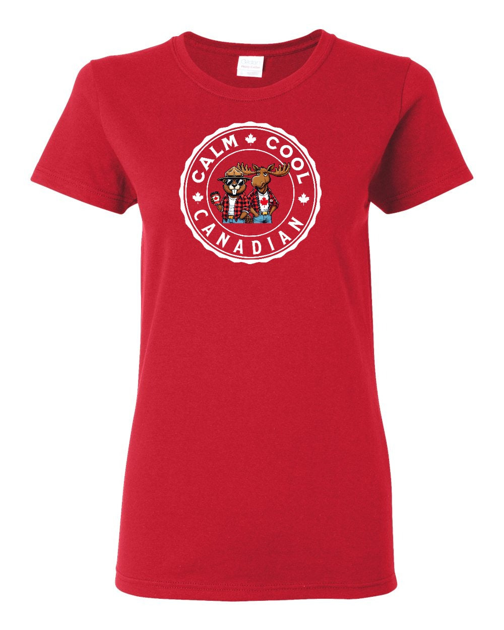 Calm Cool Canadian Beaver and Moose Women's Tee - Gildan Canada (sewn Internationally)