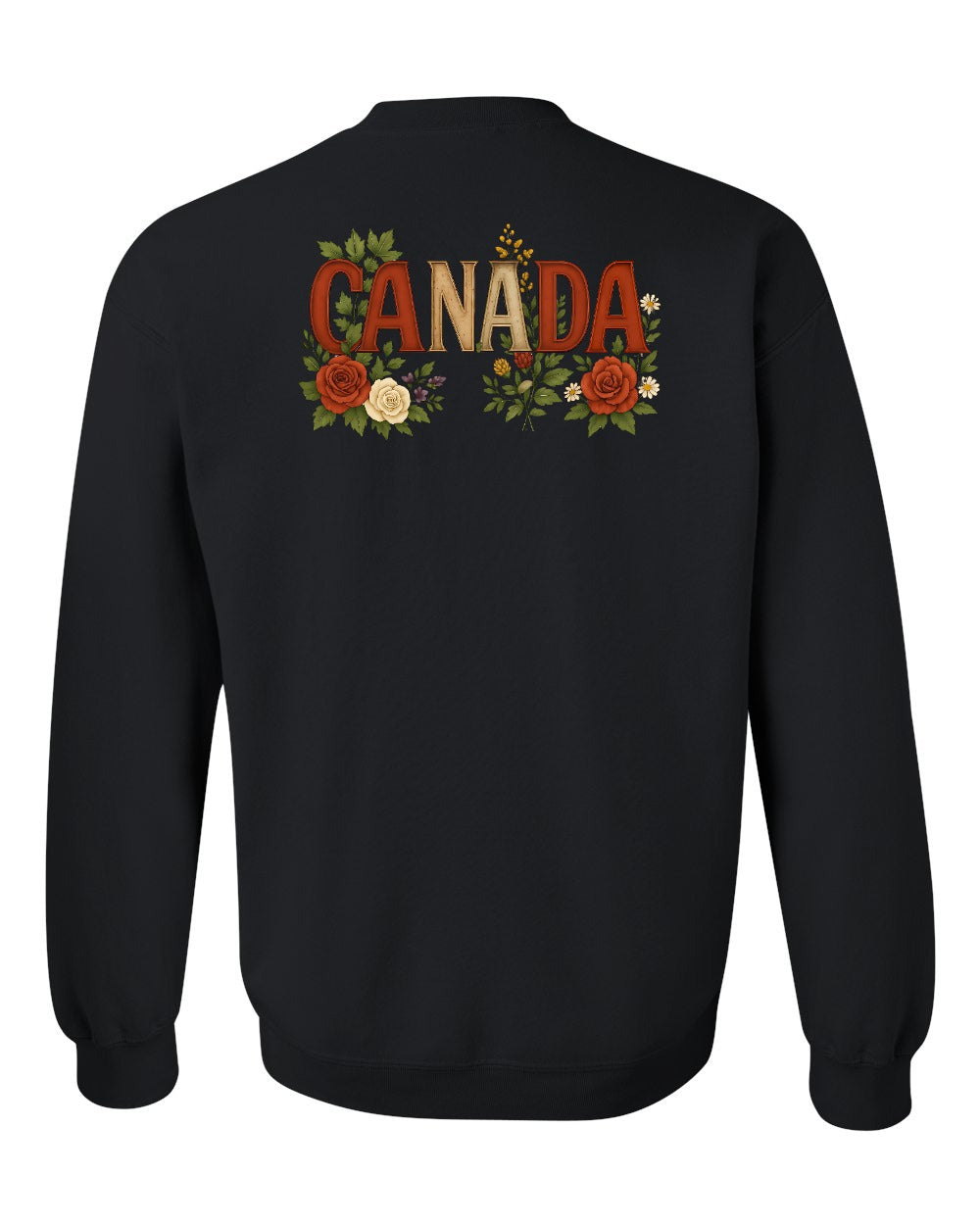Canada Flowers Left Chest and Back Crewneck - Gildan Canada (sewn Internationally)