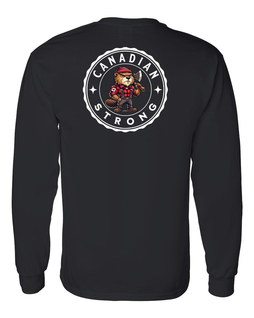 Canadian Strong Beaver Left Chest and Back Long Sleeve - Gildan Canada (sewn Internationally)