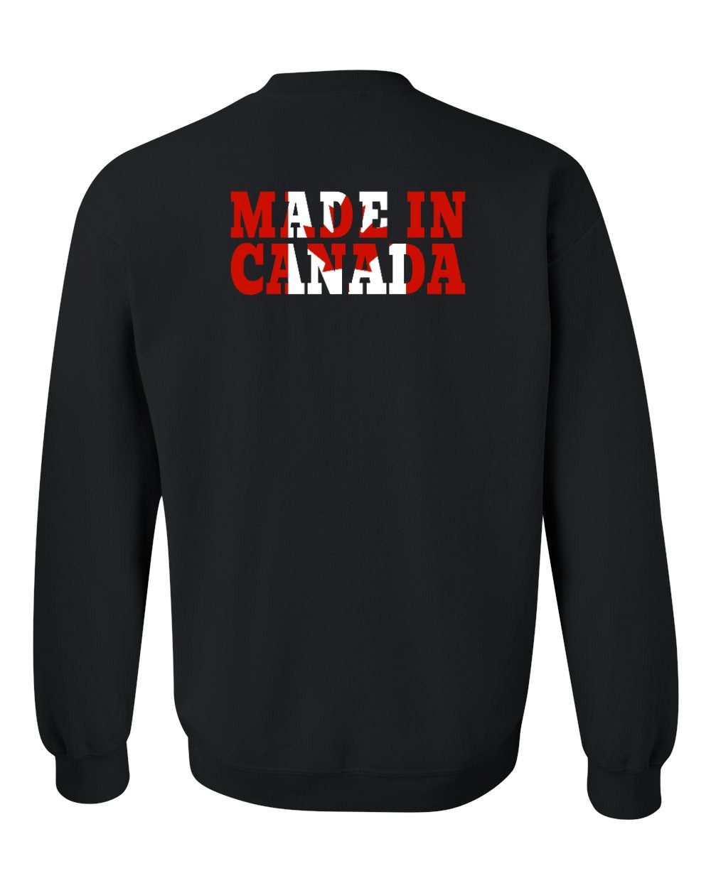 Made in Canada Flag Background Left Chest and Back Crewneck - Gildan Canada (sewn Internationally)
