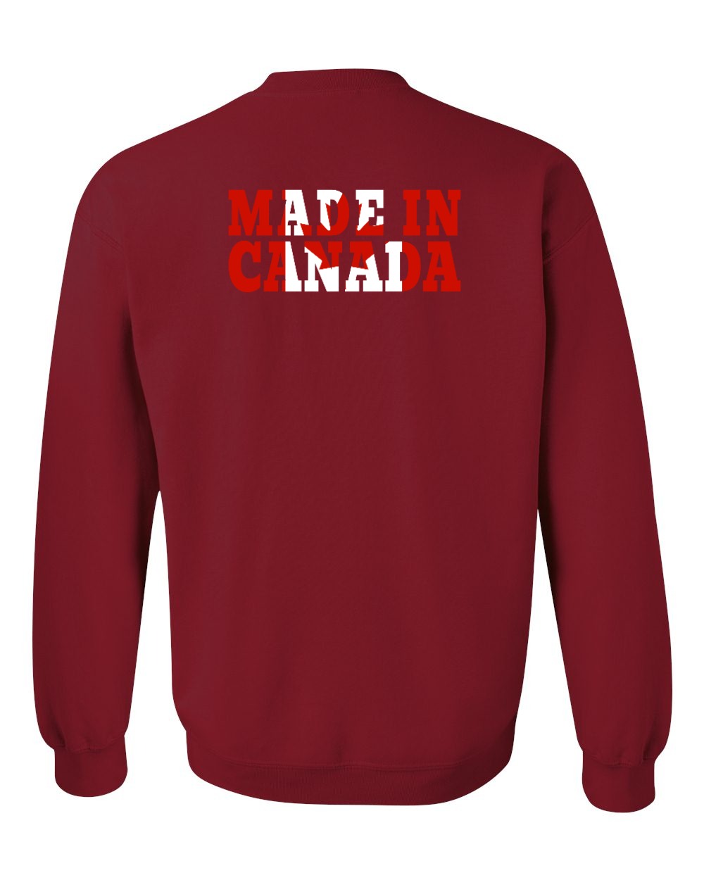 Made in Canada Flag Background Left Chest and Back Crewneck - Gildan Canada (sewn Internationally)