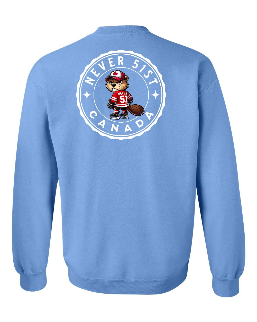 Never 51st Beaver Left Chest and Back Crewneck - Gildan Canada (sewn Internationally)