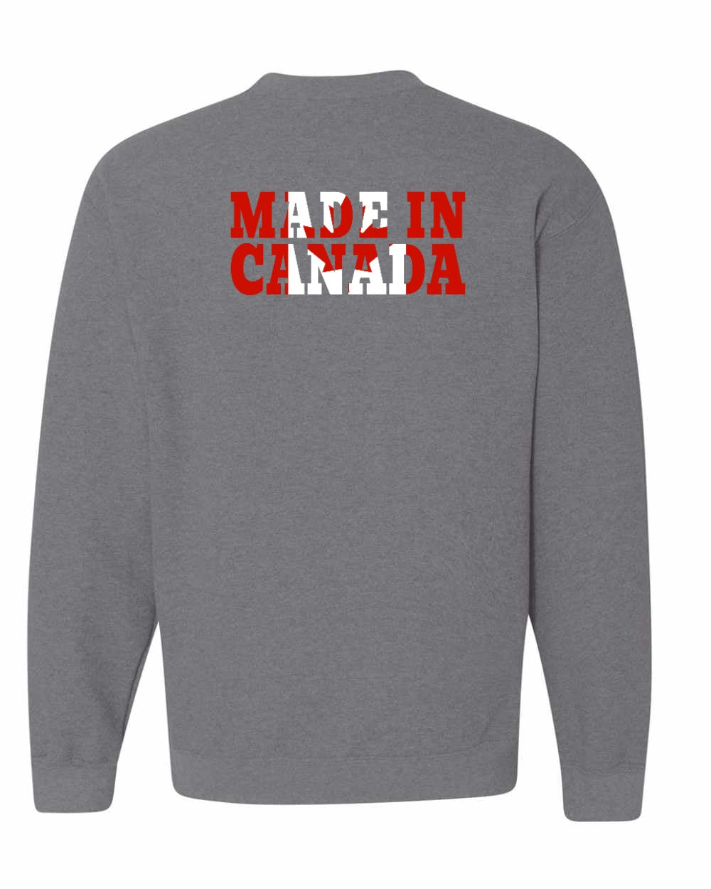 Made in Canada Flag Background Left Chest and Back Crewneck - Gildan Canada (sewn Internationally)