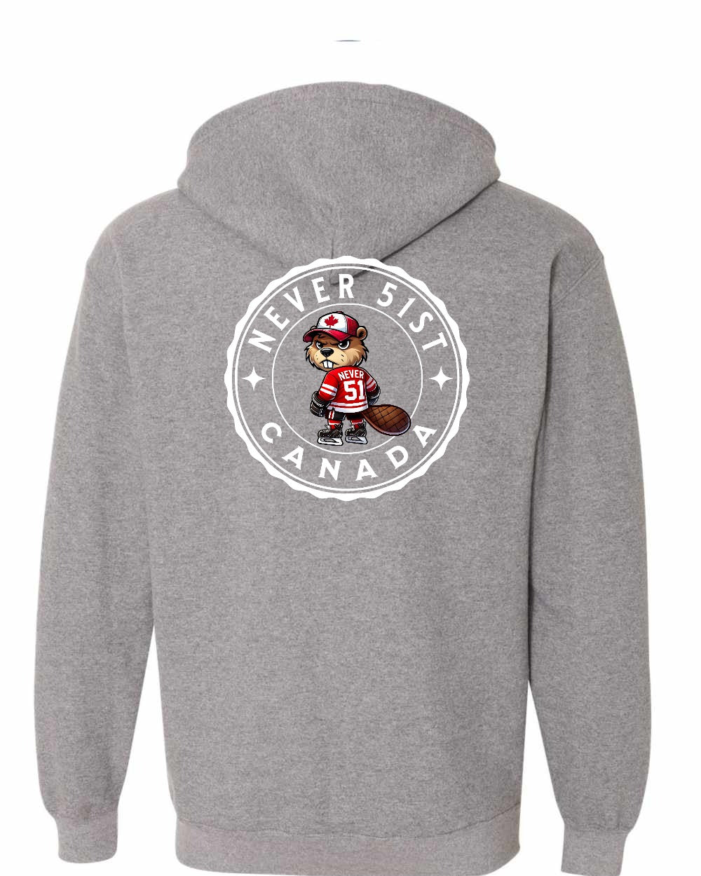 Never 51st Beaver Left Chest and Back Zip Hoodie - Gildan Canada (sewn Internationally)