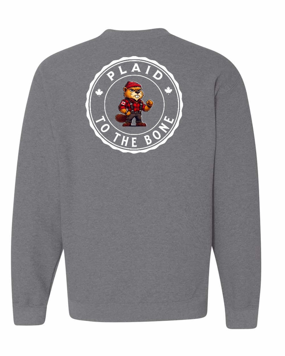 Plaid to the Bone Beaver Left Chest and Back Crewneck - Gildan Canada (sewn Internationally)