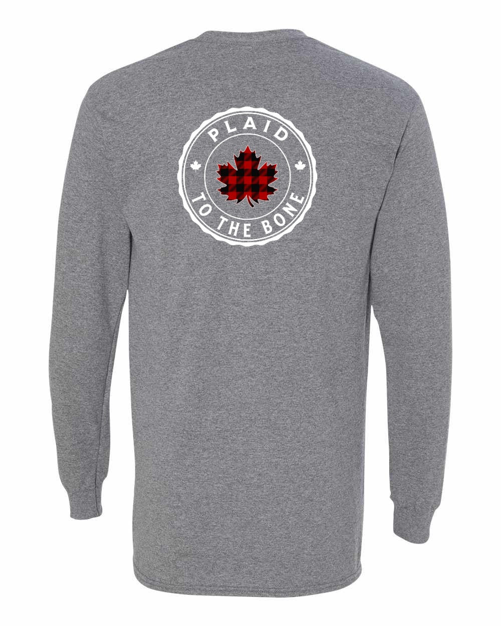 Plaid to the Bone Circle Leaf Left Chest and Back Long Sleeve - Gildan Canada (sewn Internationally)