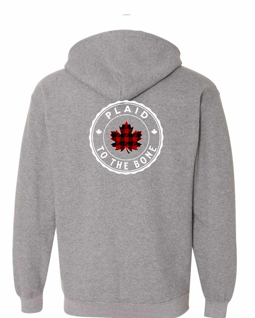 Plaid to the Bone Circle Leaf Left Chest and Back Zip Hoodie - Gildan Canada (sewn Internationally)