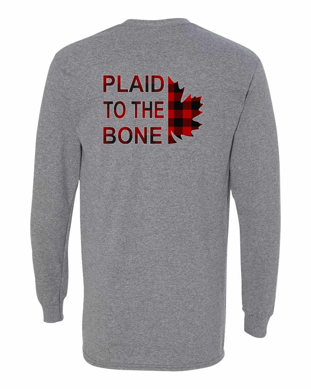 Plaid to the Bone Stacked Leaf Left Chest and Back Long Sleeve - Gildan Canada (sewn Internationally)