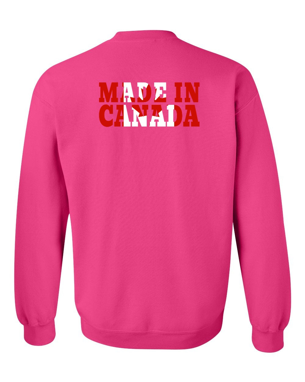 Made in Canada Flag Background Left Chest and Back Crewneck - Gildan Canada (sewn Internationally)