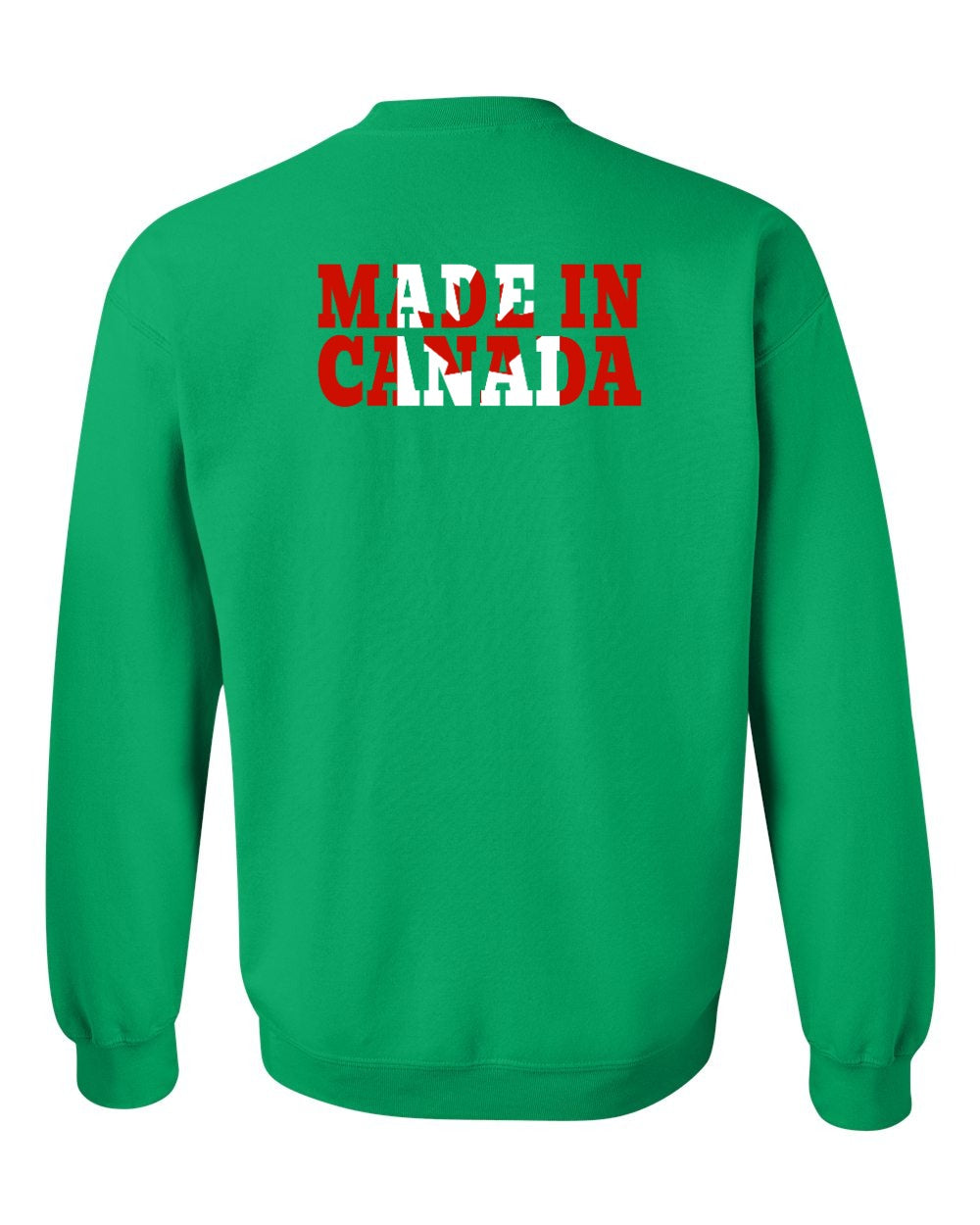 Made in Canada Flag Background Left Chest and Back Crewneck - Gildan Canada (sewn Internationally)