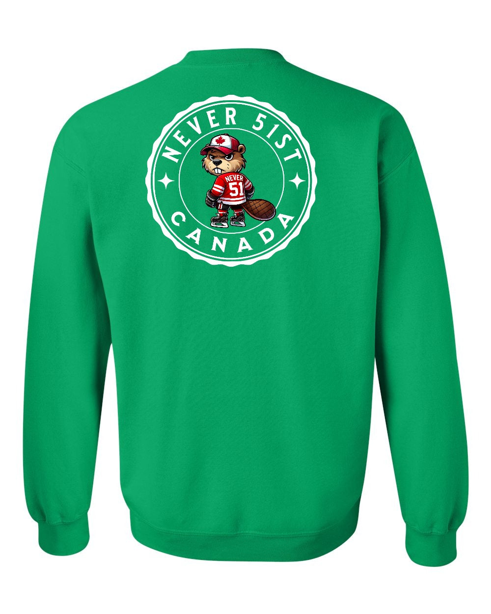 Never 51st Beaver Left Chest and Back Crewneck - Gildan Canada (sewn Internationally)
