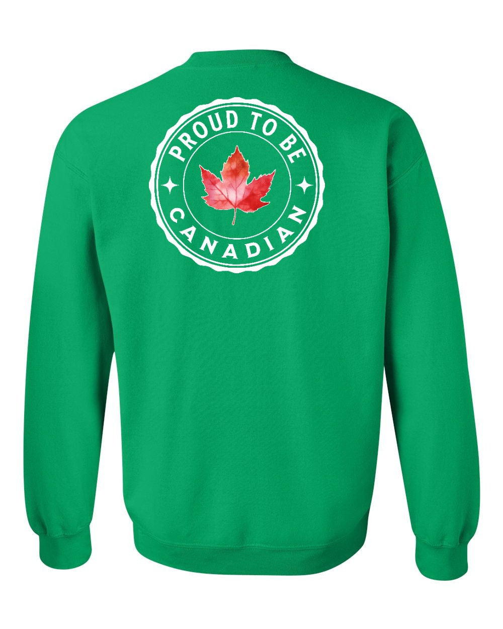 Proud to be Canadian Leaf Left Chest and Back Crewneck - Gildan Canada (sewn Internationally)