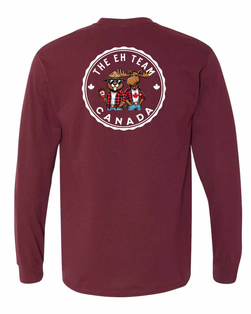 Eh Team Left Chest and Back Long Sleeve - Gildan Canada (sewn Internationally)