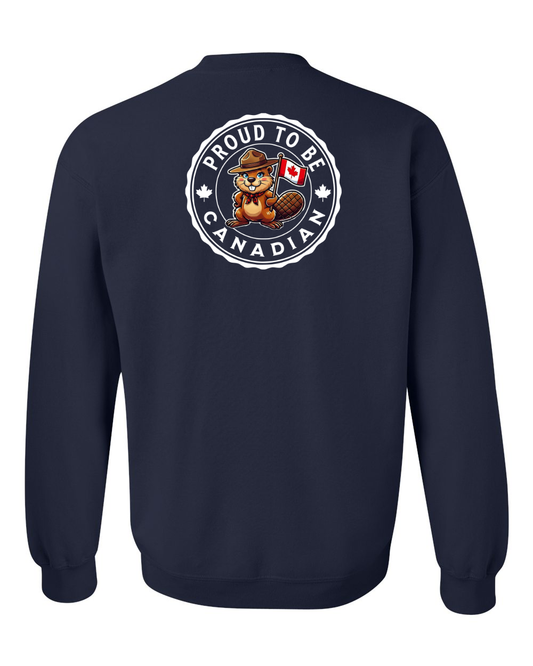 Proud to be Canadian Female Beaver Left Chest And Back Crewneck