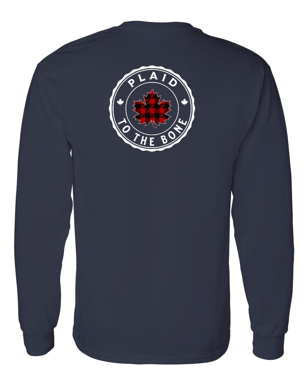 Plaid to the Bone Circle Leaf Left Chest and Back Long Sleeve - Gildan Canada (sewn Internationally)