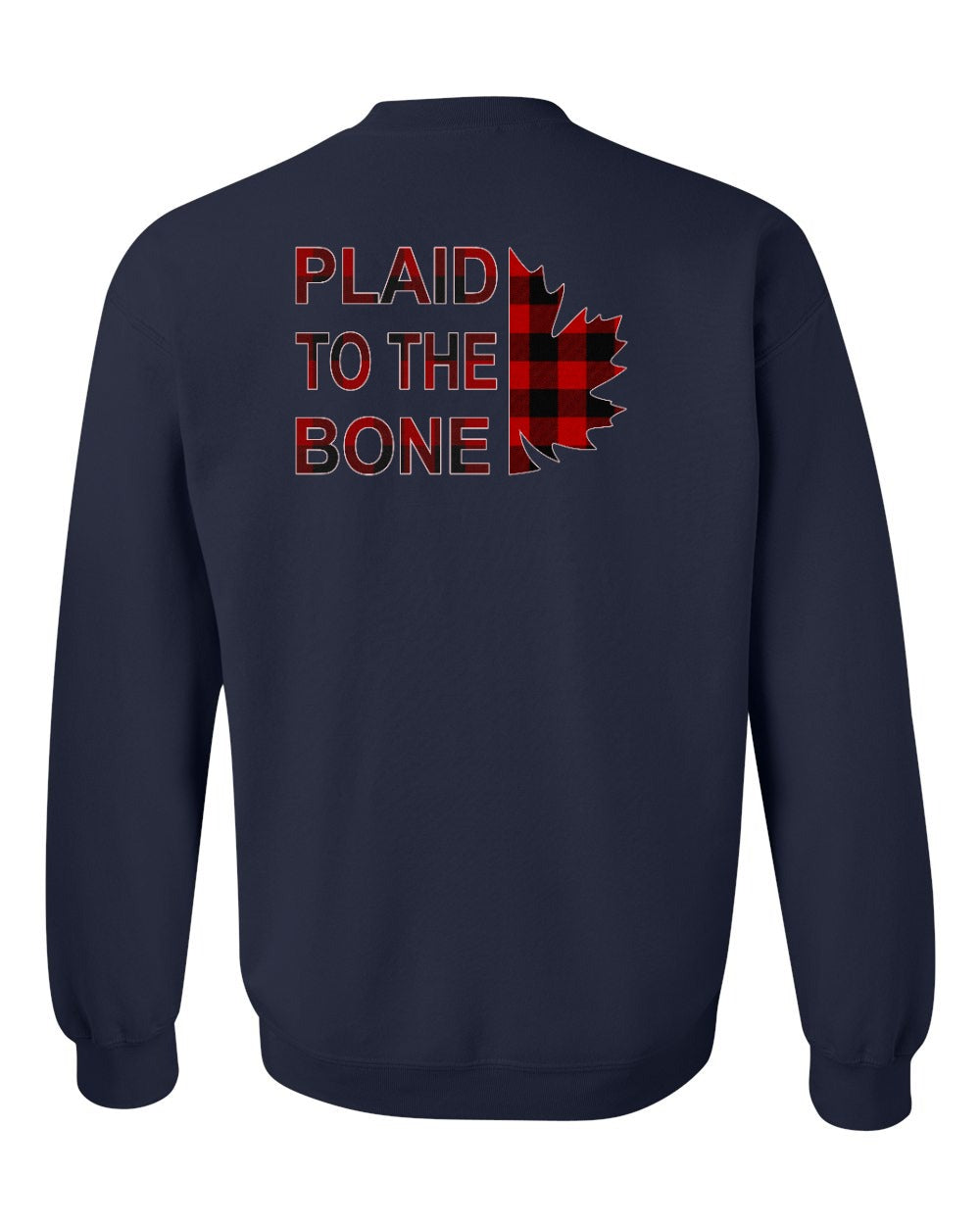 Plaid to the Bone Stacked Leaf Left Chest and Back Crewneck - Gildan Canada (sewn Internationally)