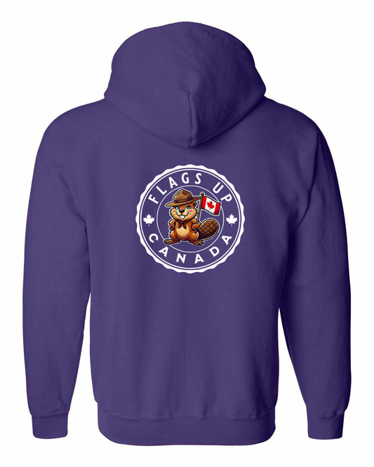 Flags Up Female Beaver Left Chest And Back Zip Hoodie