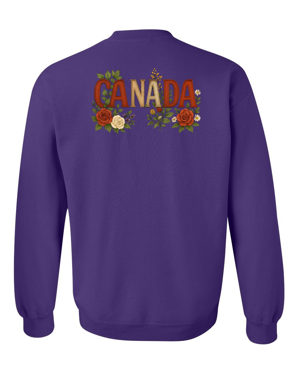 Canada Flowers Left Chest and Back Crewneck - Gildan Canada (sewn Internationally)