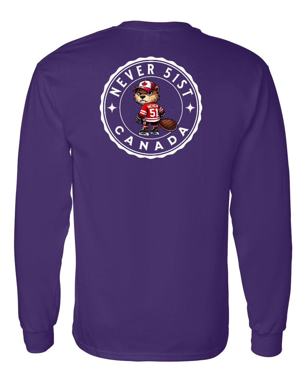Never 51st Beaver Left Chest and Back Long Sleeve - Gildan Canada (sewn Internationally)