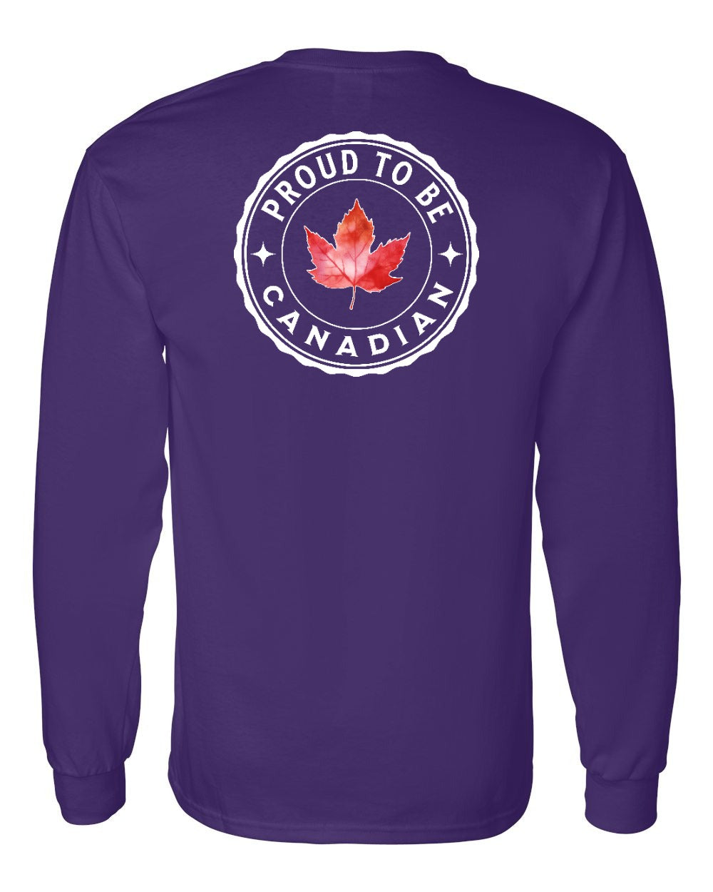 Proud to be Canadian Leaf Left Chest and Back Long Sleeve - Gildan Canada (sewn Internationally)