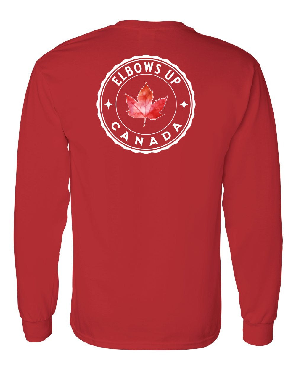 Elbows up Leaf Left Chest and Back Long Sleeve - Gildan Canada (sewn Internationally)
