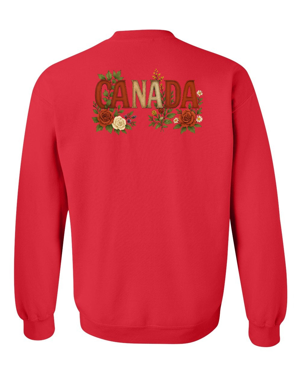 Canada Flowers Left Chest and Back Crewneck - Gildan Canada (sewn Internationally)