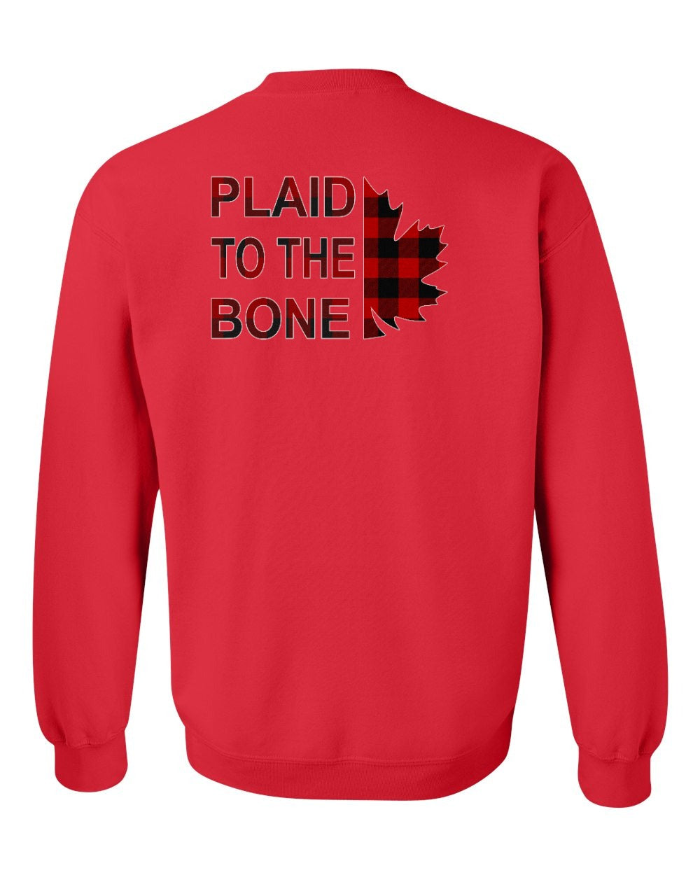 Plaid to the Bone Stacked Leaf Left Chest and Back Crewneck - Gildan Canada (sewn Internationally)