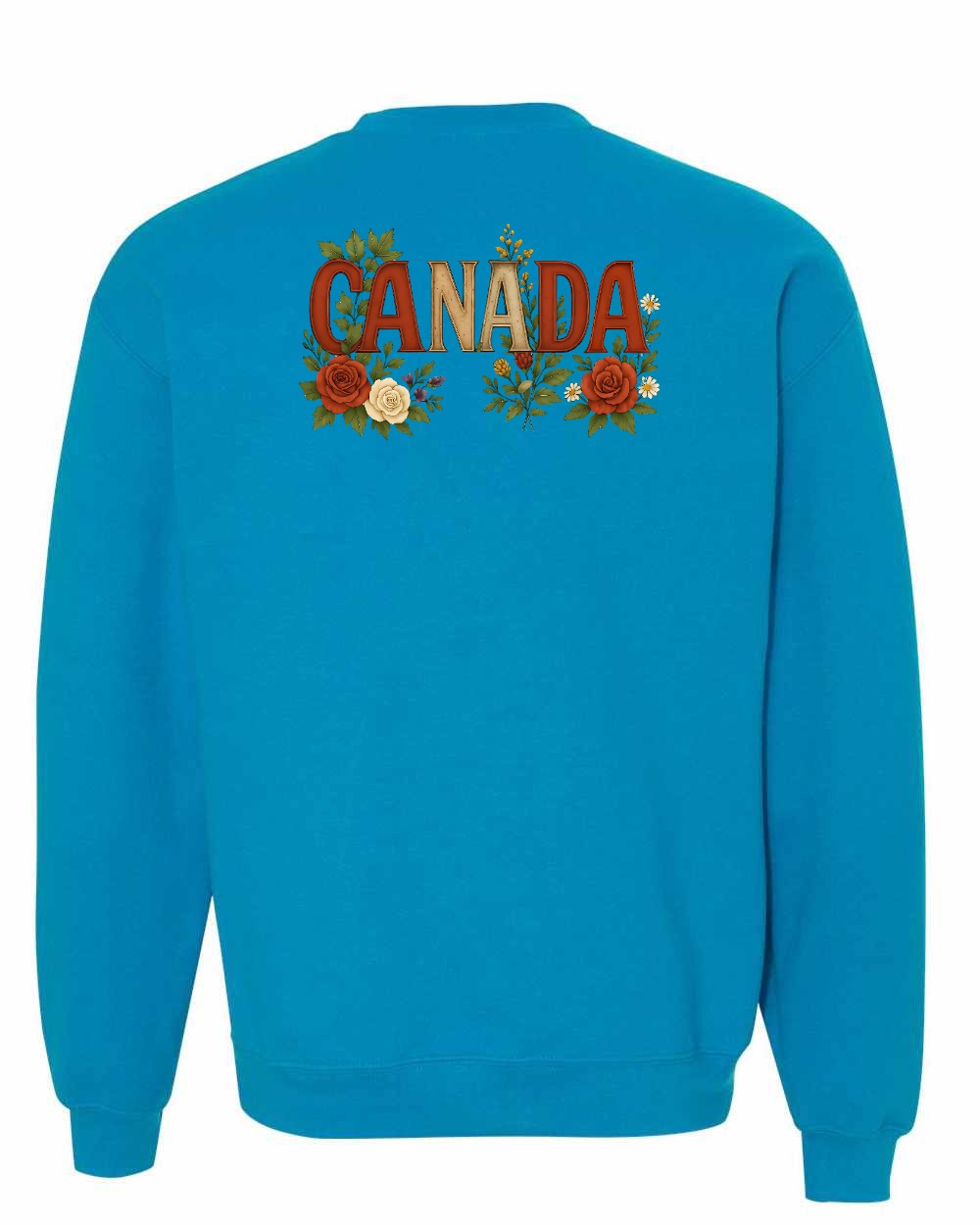 Canada Flowers Left Chest and Back Crewneck - Gildan Canada (sewn Internationally)