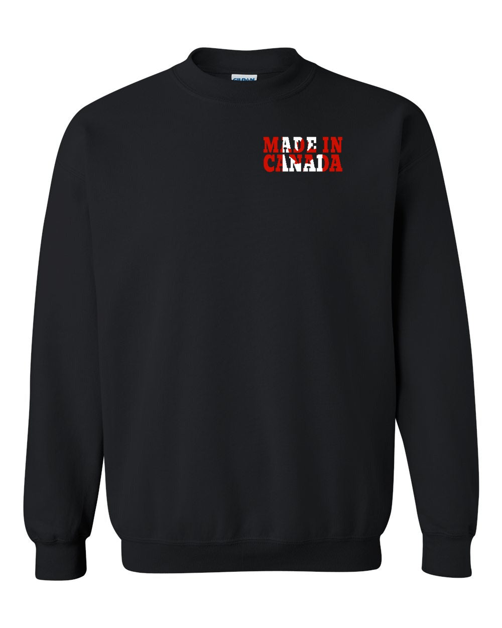 Made in Canada Flag Background Left Chest and Back Crewneck - Gildan Canada (sewn Internationally)