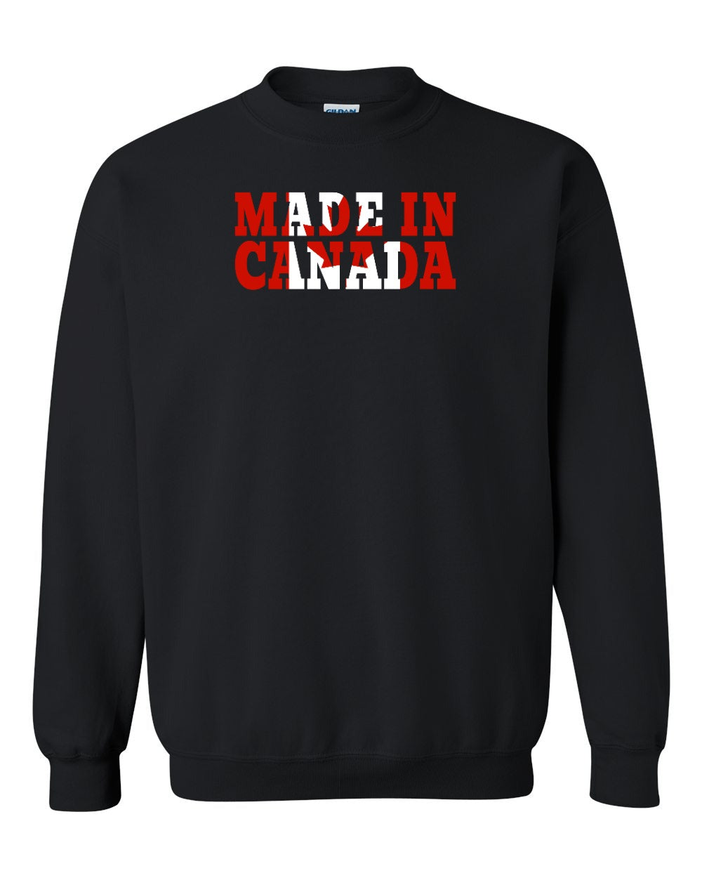 Made in Canada Flag Background Full Crewneck - Gildan Canada (sewn Internationally)