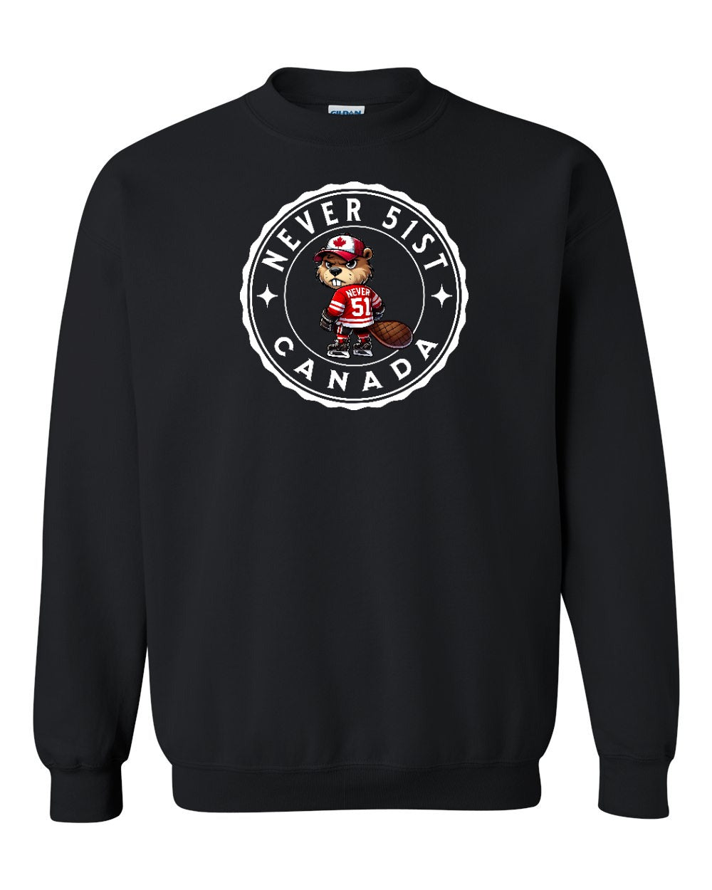 Never 51st Beaver Full Crewneck - Gildan Canada (sewn Internationally)