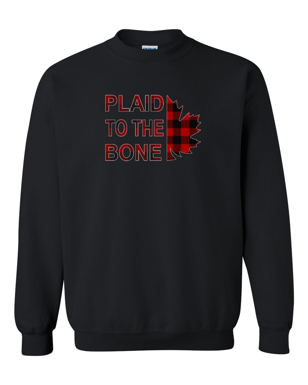 Plaid to the Bone Stacked Leaf Full Crewneck - Gildan Canada (sewn Internationally)