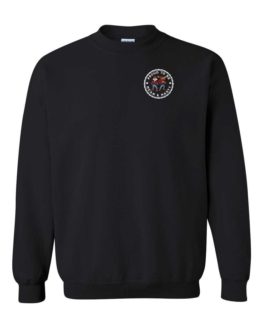 Proud Mean & Nasty Beaver and Moose Left Chest and Back Crewneck - Gildan Canada (sewn Internationally)