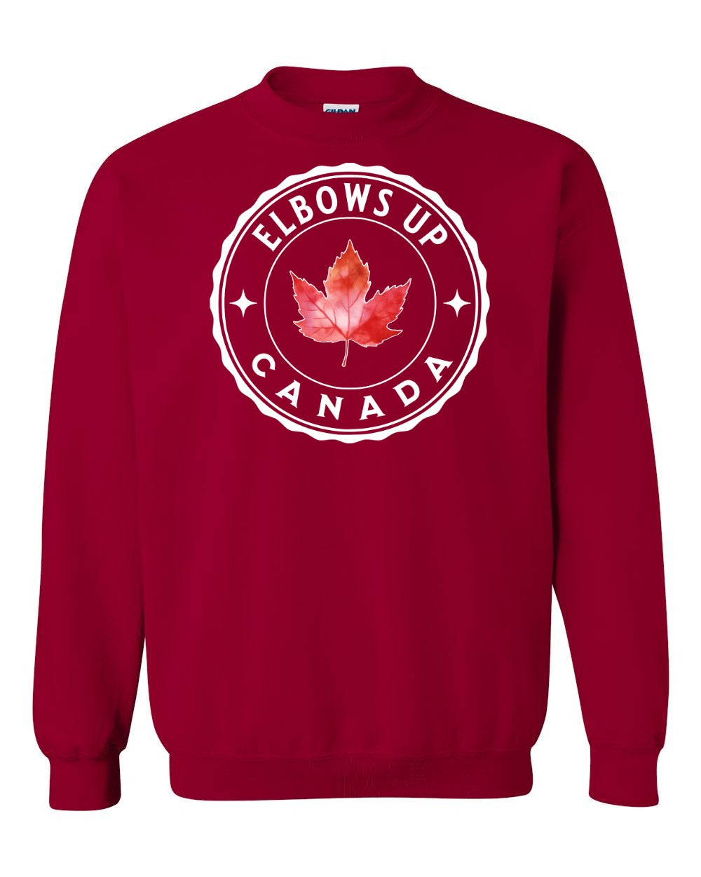 Elbows up Leaf Full Crewneck - Gildan Canada (sewn Internationally)