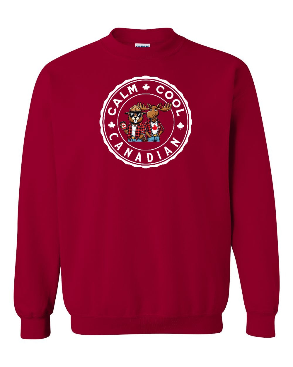 Calm Cool Moose and Beaver Full Crewneck - Gildan Canada (sewn Internationally)