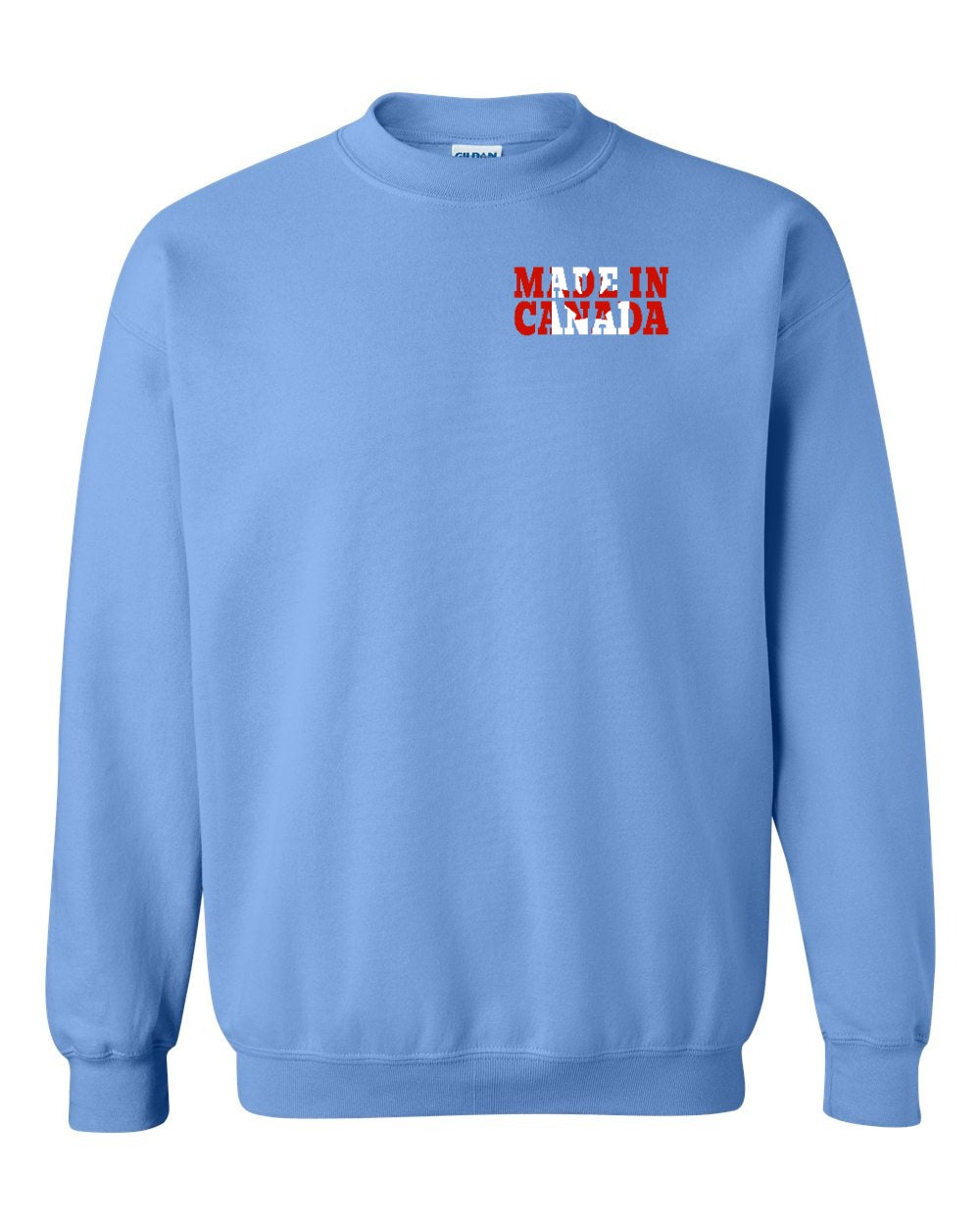 Made in Canada Flag Background Left Chest and Back Crewneck - Gildan Canada (sewn Internationally)