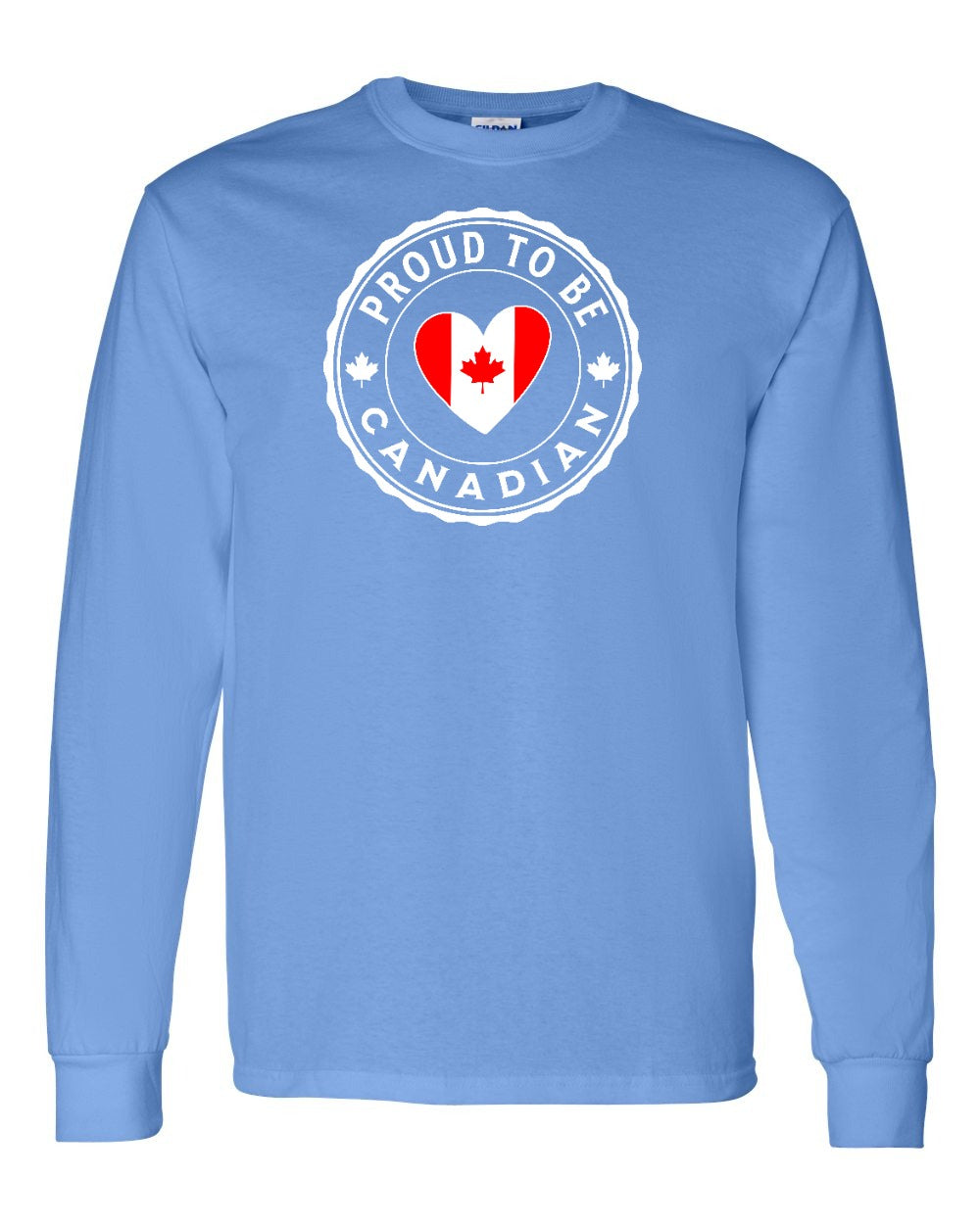 Proud to be Canadian Heart Flag Full Long Sleeve - Gildan Canada (sewn Internationally)