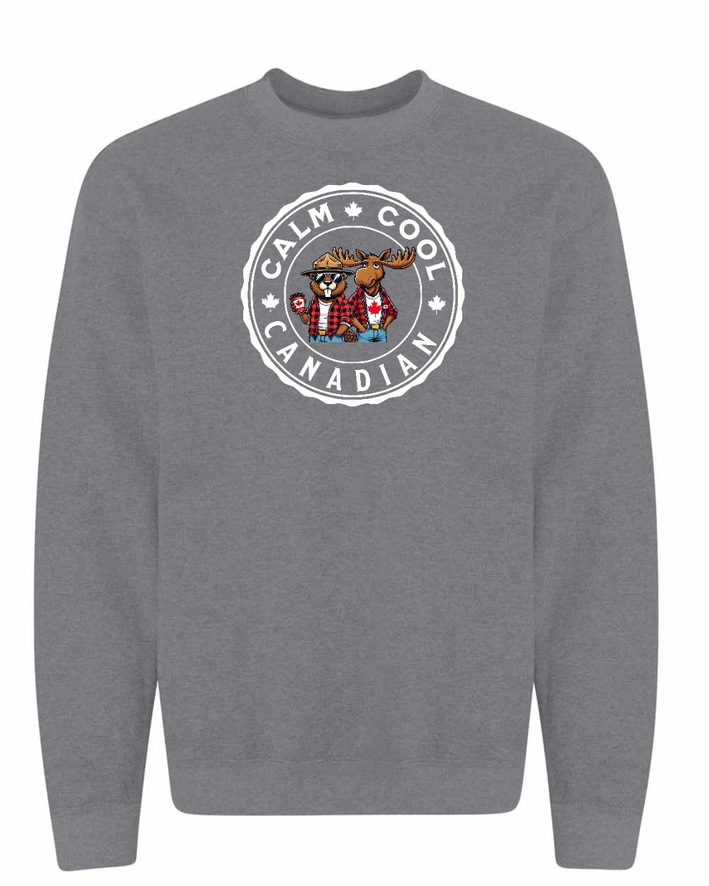 Calm Cool Moose and Beaver Full Crewneck - Gildan Canada (sewn Internationally)