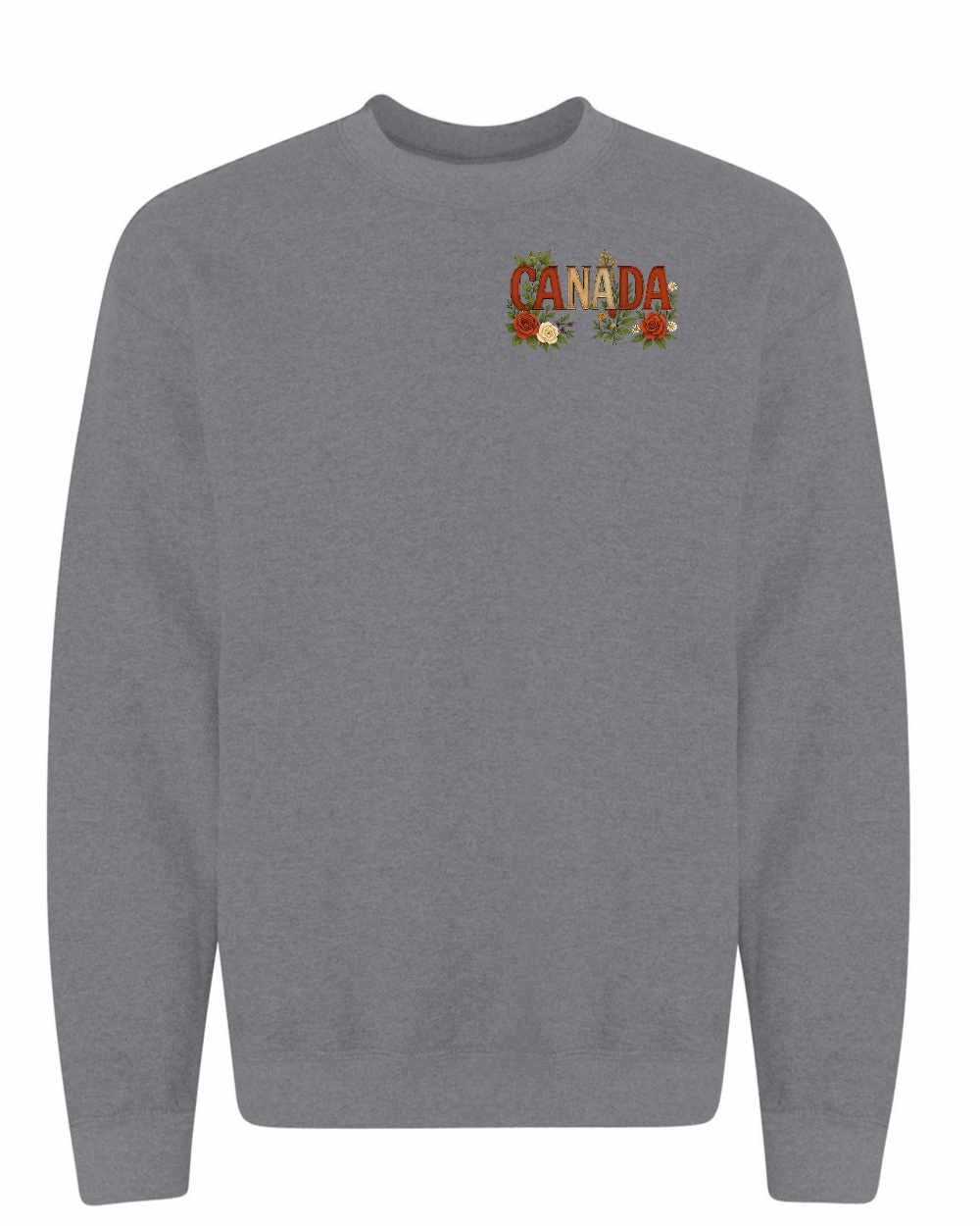 Canada Flowers Left Chest and Back Crewneck - Gildan Canada (sewn Internationally)