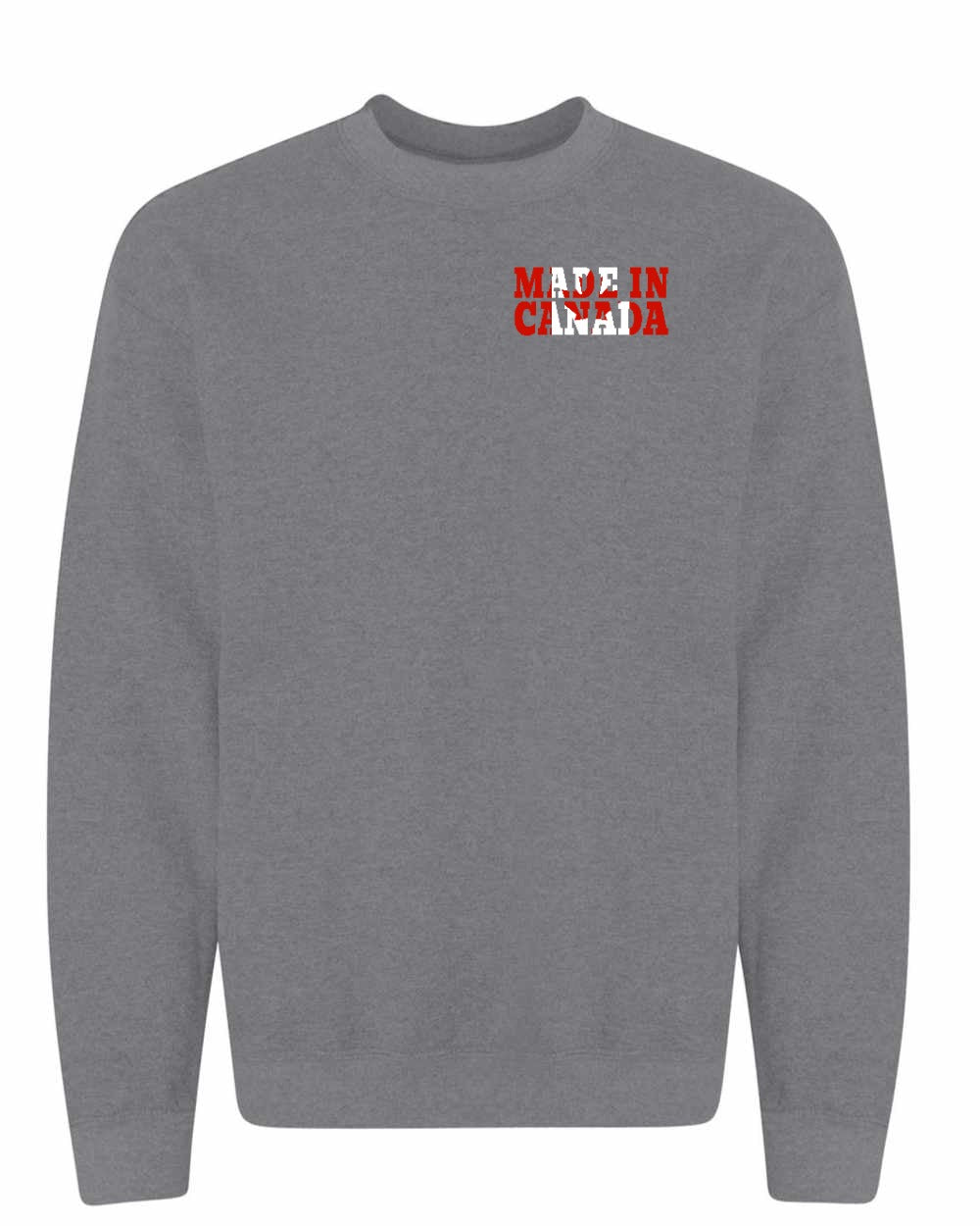 Made in Canada Flag Background Left Chest and Back Crewneck - Gildan Canada (sewn Internationally)