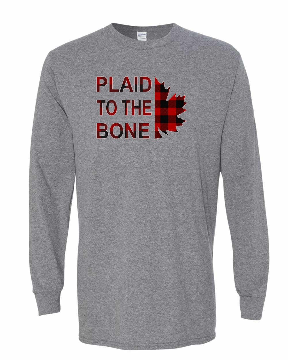 Plaid to the Bone Stacked Leaf Full Long Sleeve - Gildan Canada (sewn Internationally)