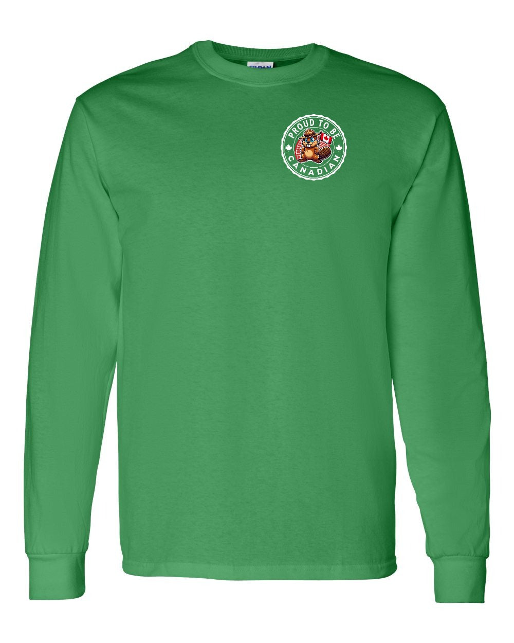 Proud to be Canadian Beaver Left Chest Long Sleeve - Gildan Canada (sewn Internationally)