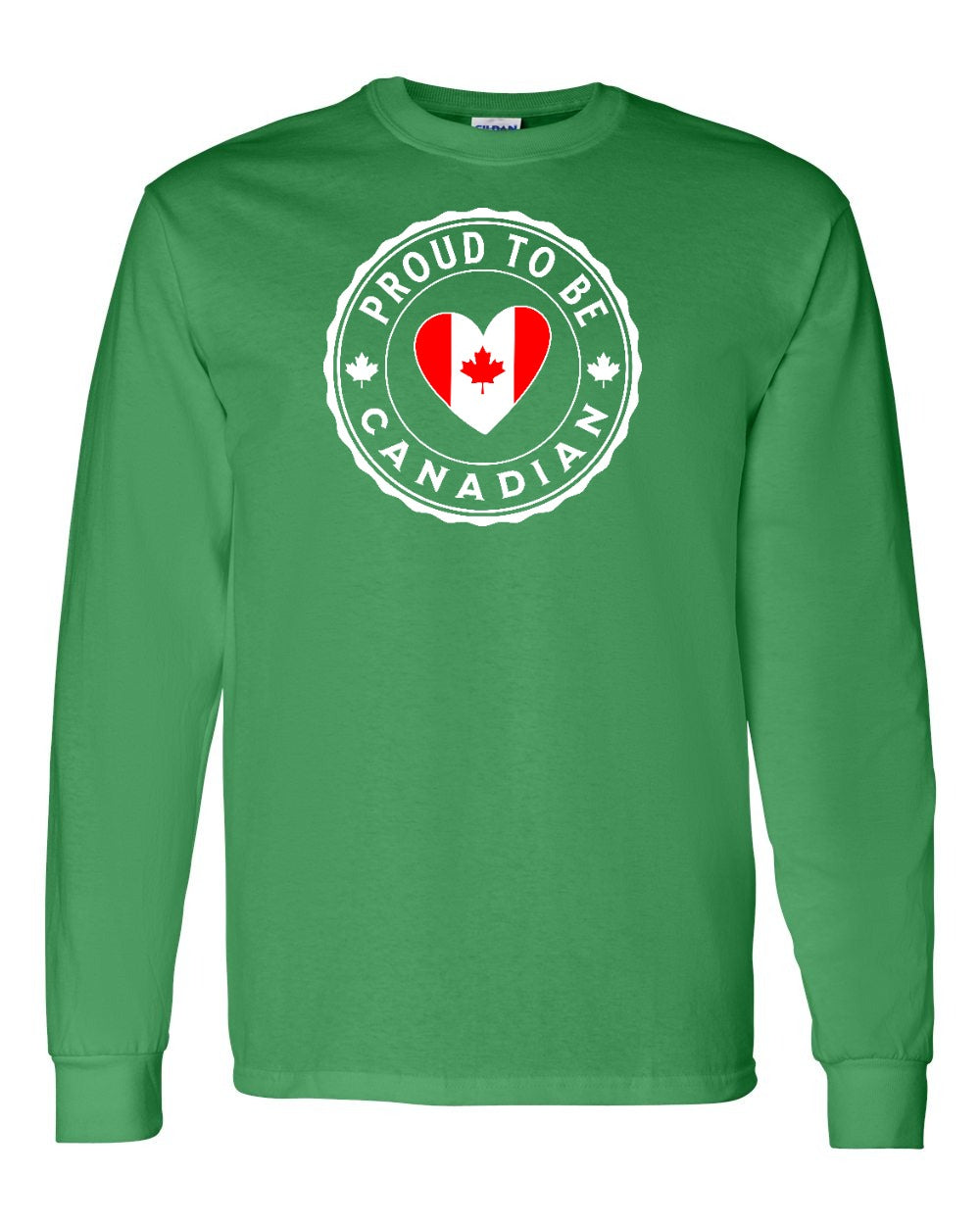 Proud to be Canadian Heart Flag Full Long Sleeve - Gildan Canada (sewn Internationally)