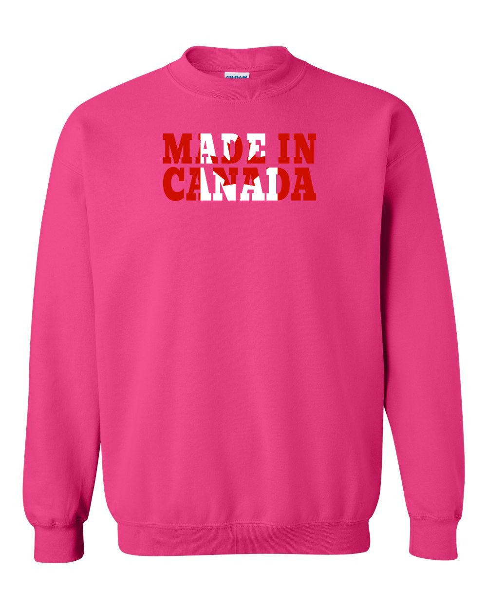 Made in Canada Flag Background Full Crewneck - Gildan Canada (sewn Internationally)