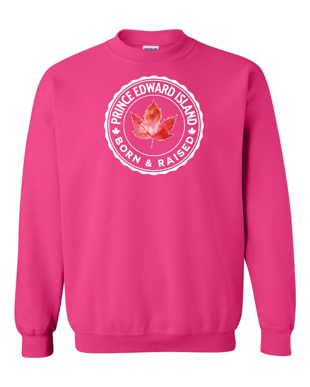 Born and Raised Prince Edward Island Full Crewneck - Gildan Canada (sewn Internationally)