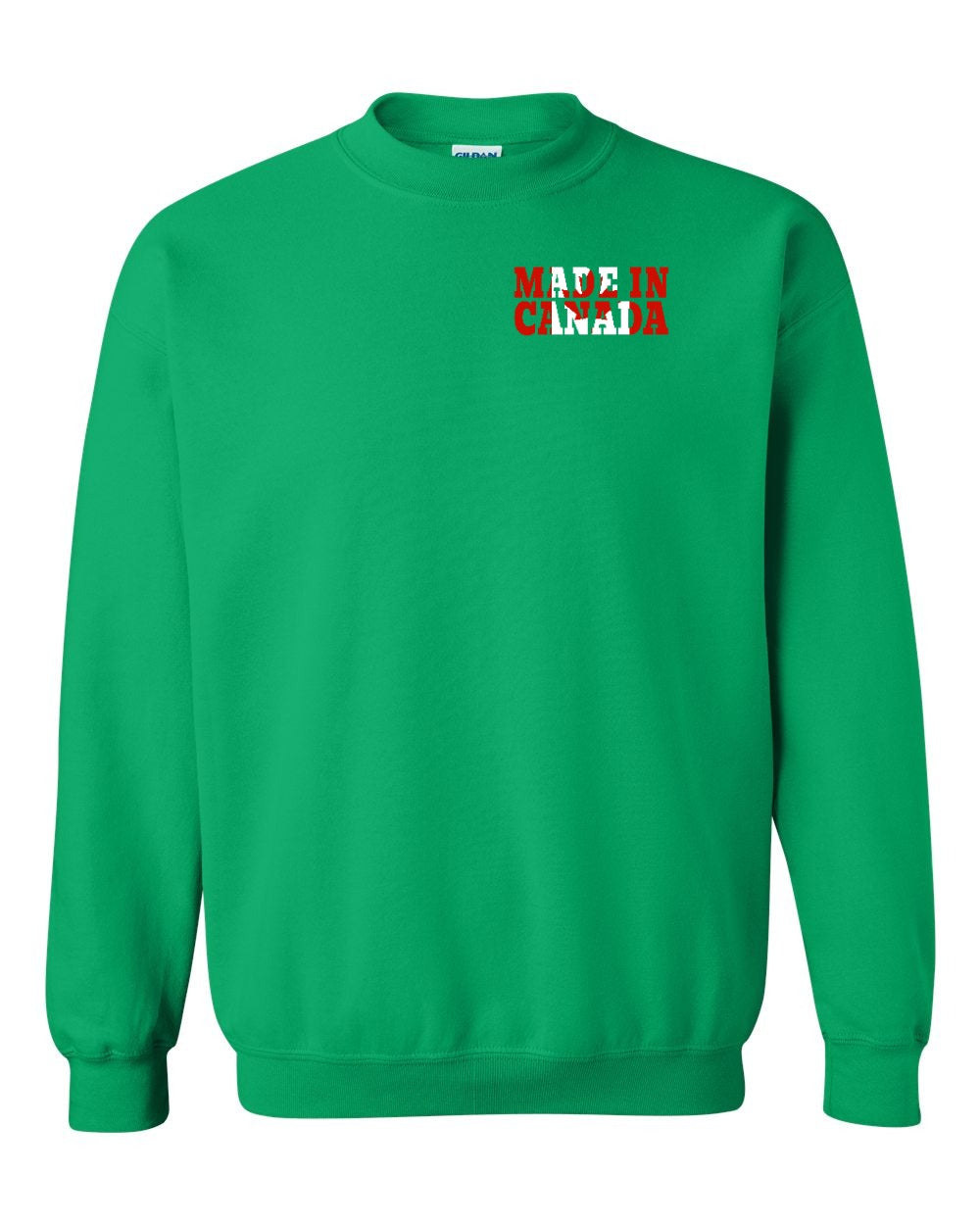 Made in Canada Flag Background Left Chest and Back Crewneck - Gildan Canada (sewn Internationally)