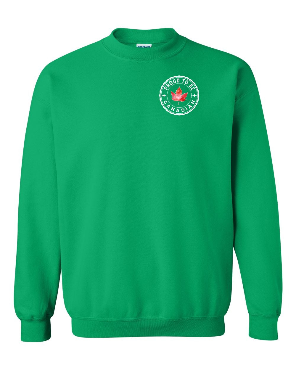 Proud to be Canadian Leaf Left Chest and Back Crewneck - Gildan Canada (sewn Internationally)