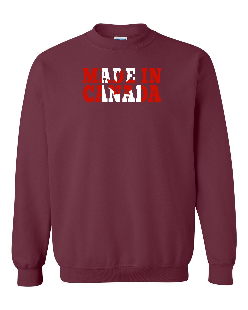 Made in Canada Flag Background Full Crewneck - Gildan Canada (sewn Internationally)