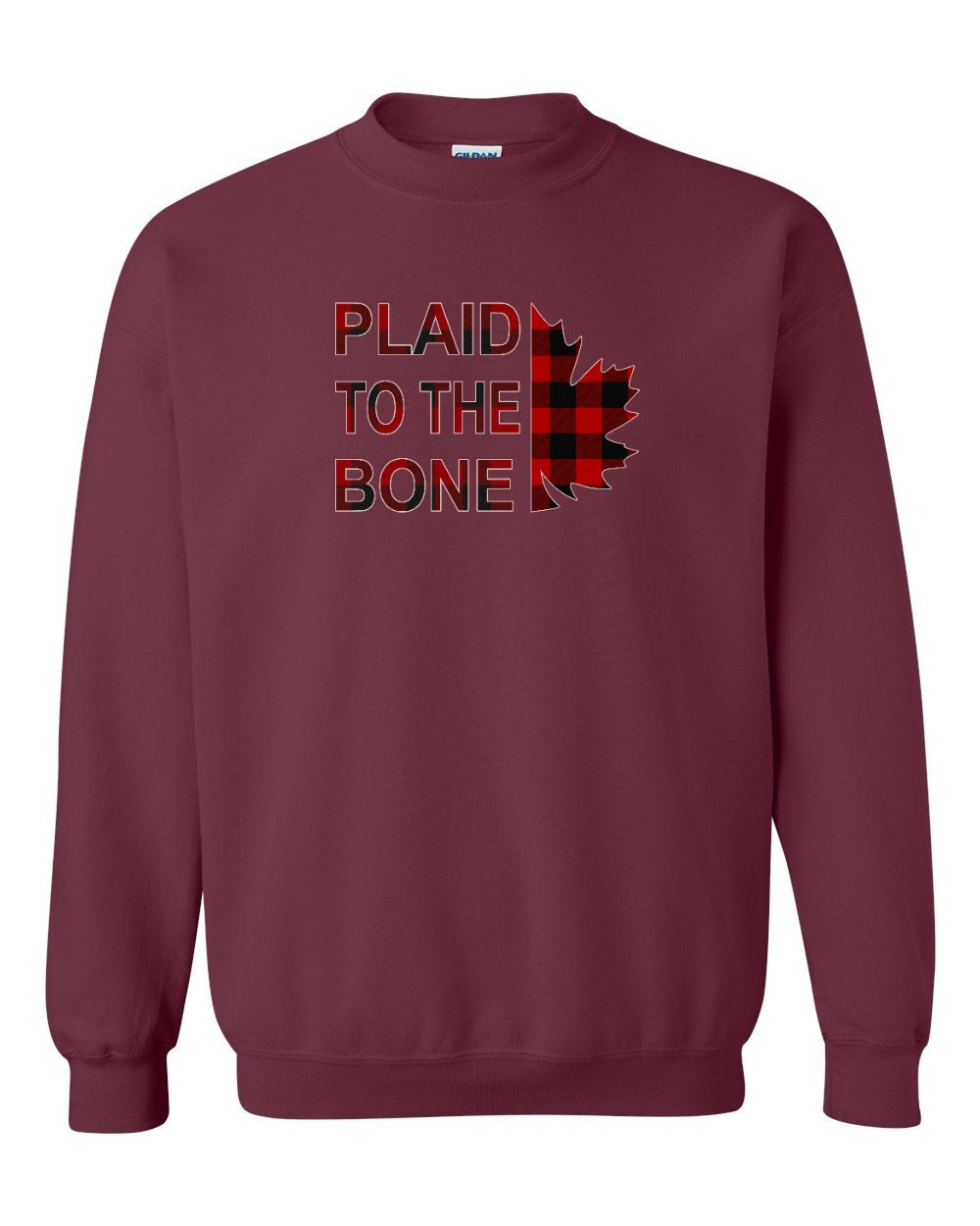Plaid to the Bone Stacked Leaf Full Crewneck - Gildan Canada (sewn Internationally)
