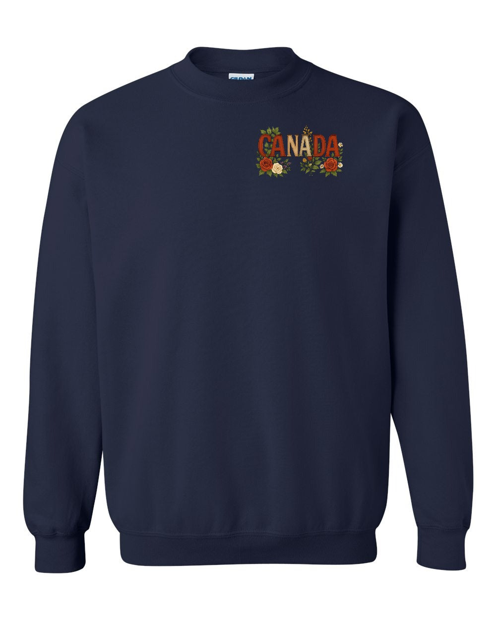 Canada Flowers Left Chest and Back Crewneck - Gildan Canada (sewn Internationally)